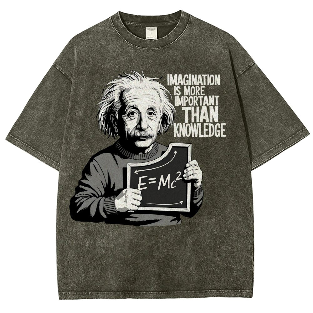 Imagination is more important than knowledge Vintage Distressed T-shirt