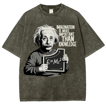 Imagination is more important than knowledge Vintage Distressed T-shirt
