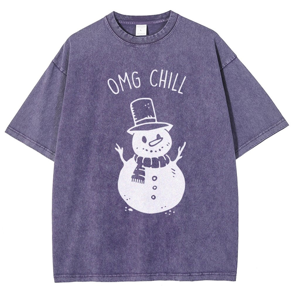 OMG Chill Christmas Vintage Distressed T-shirt