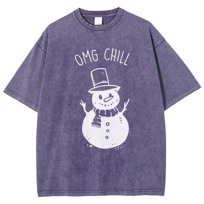 OMG Chill Christmas Vintage Distressed T-shirt