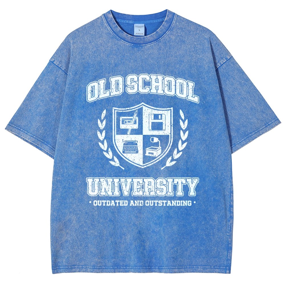 Old School University Vintage Distressed T-shirt