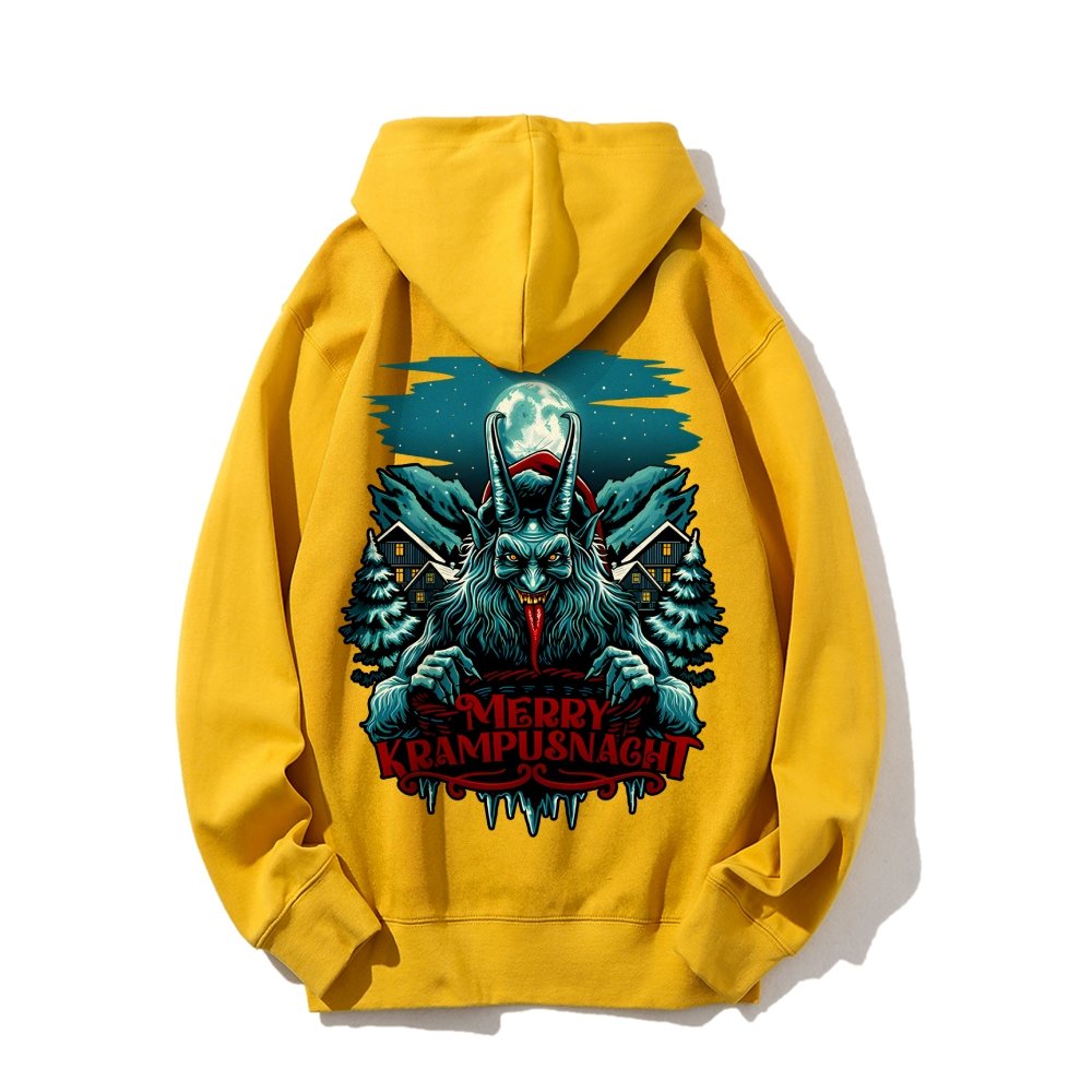 Merry Krampusnacht Printed Back Unisex Cotton Hoodie