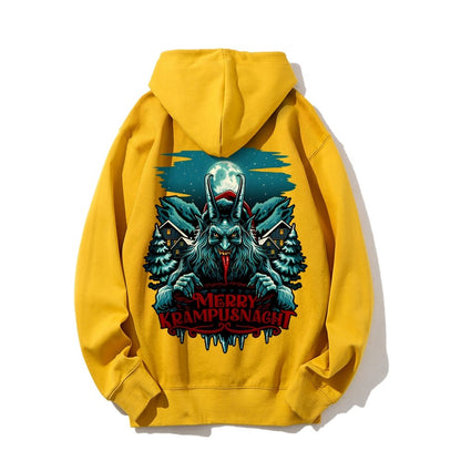 Merry Krampusnacht Printed Back Unisex Cotton Hoodie