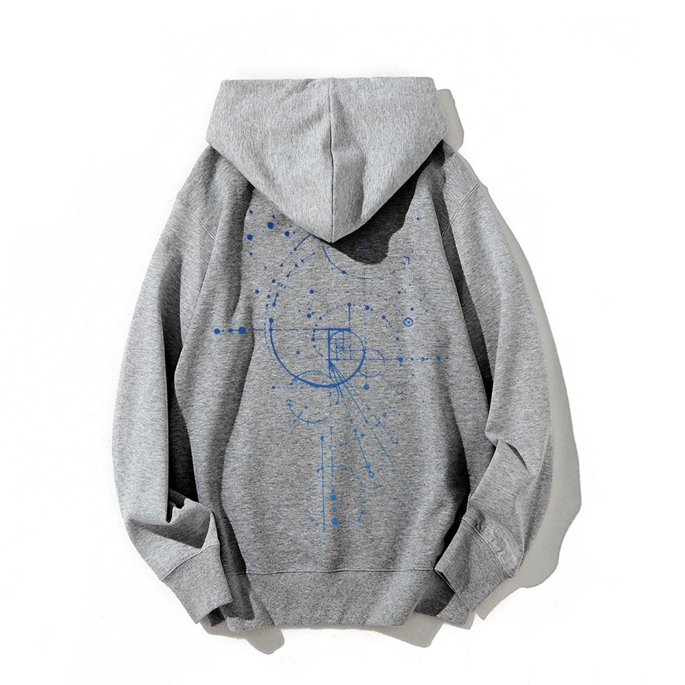 Distressed Fibonacci Printed Back Cotton Hoodie