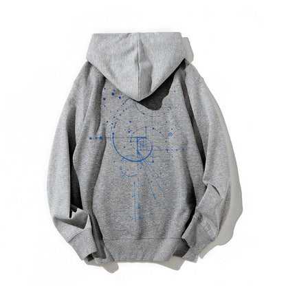 Distressed Fibonacci Printed Back Cotton Hoodie