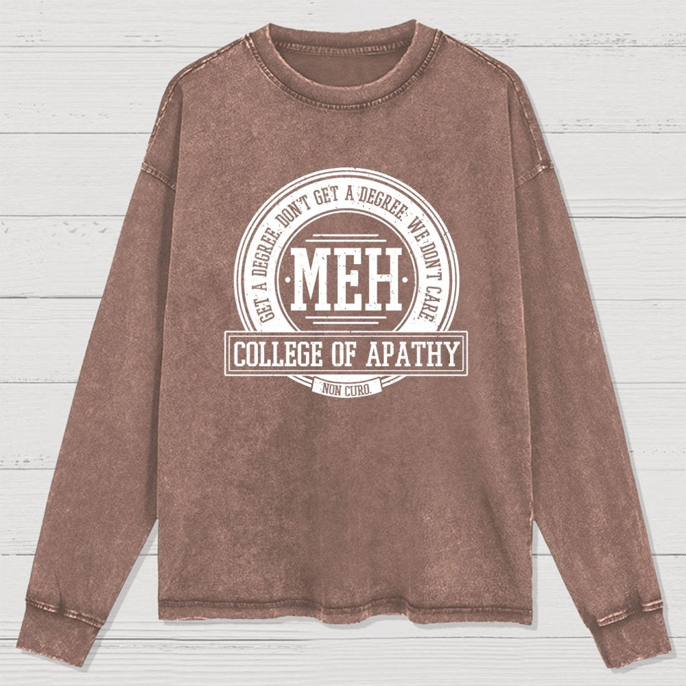 College of Apathy Washed Long Sleeve Tee