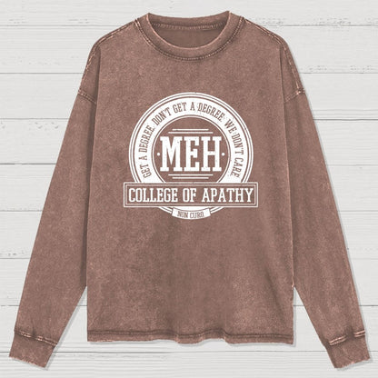 College of Apathy Washed Long Sleeve Tee