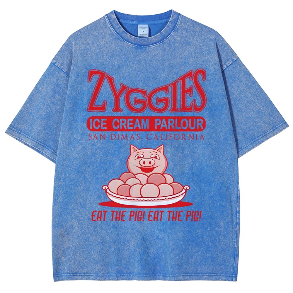 Eat the Pig at Sunny Ice Cream Parlour Ringer Vintage Distressed T-shirt