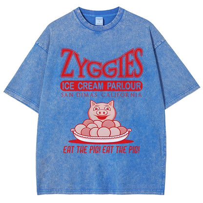 Eat the Pig at Sunny Ice Cream Parlour Ringer Vintage Distressed T-shirt