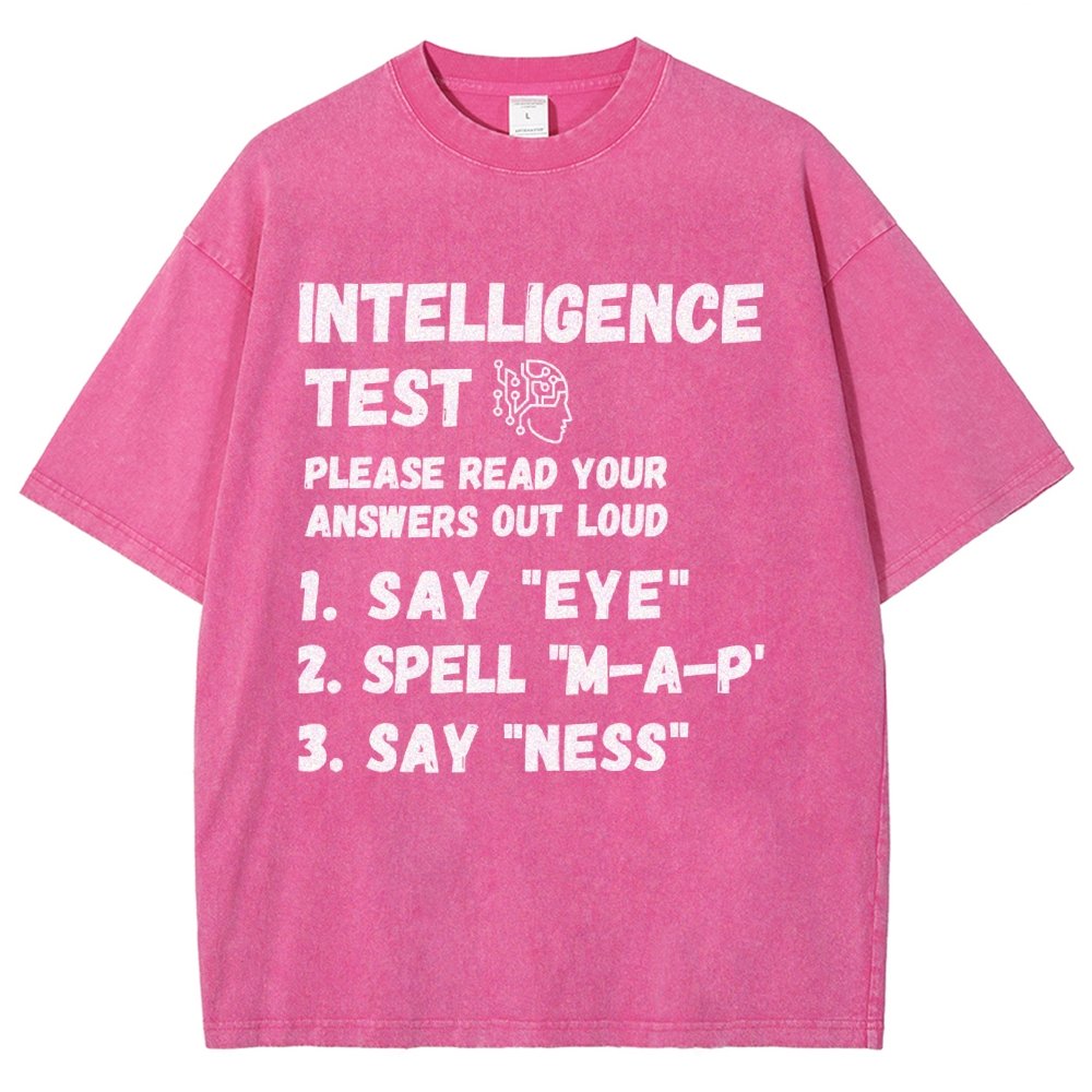 Intelligence Test Say Eye M A P Ness Vintage Distressed T-shirt