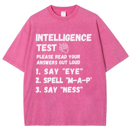Intelligence Test Say Eye M A P Ness Vintage Distressed T-shirt