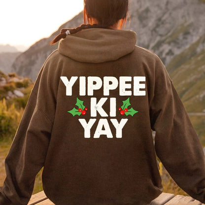 Yippee-Ki-Yay Printed Back Unisex Cotton Hoodie