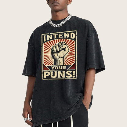 Intend Your Puns Vintage Distressed T-shirt