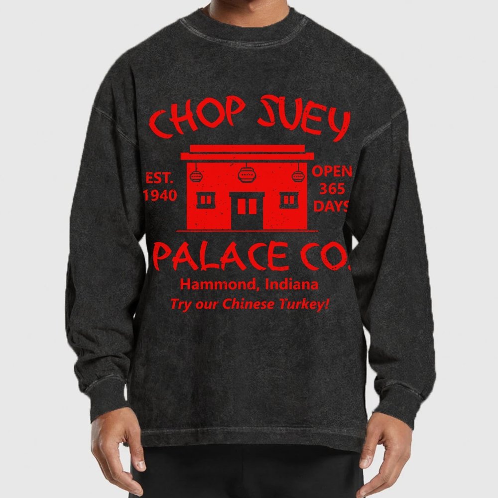Christmas Story Mysterious Eatery Washed Long Sleeve Tee