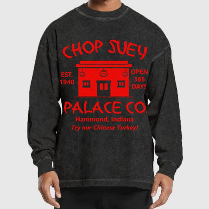 Christmas Story Mysterious Eatery Washed Long Sleeve Tee