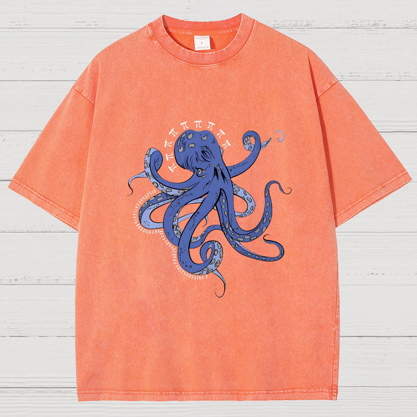 Funny Pi Day Octopus Vintage Distressed T-shirt