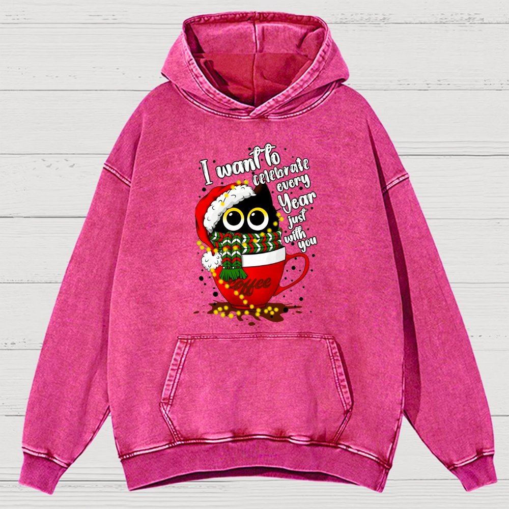 Christmas Cat Vintage Distressed Hoodie
