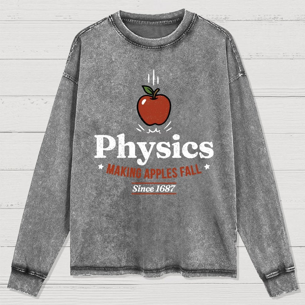 Apple Meets Physics Washed Long Sleeve Tee