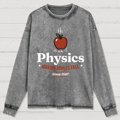 Apple Meets Physics Washed Long Sleeve Tee