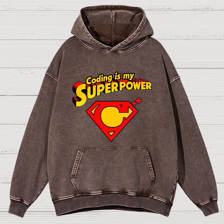 Coding Is My Superpower Vintage Distressed Hoodie