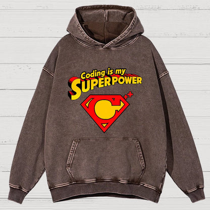 Coding Is My Superpower Vintage Distressed Hoodie