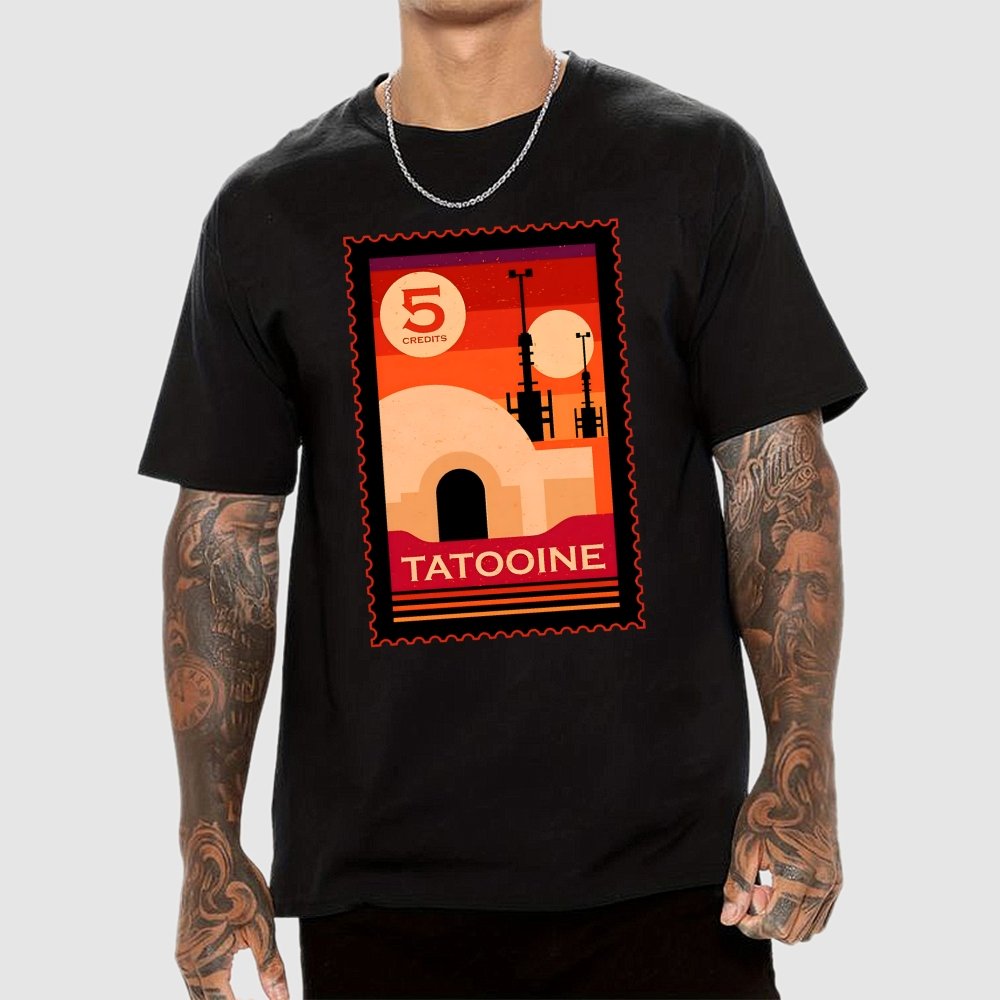 Double Suns Retro Postage Stamp Geek T-Shirt