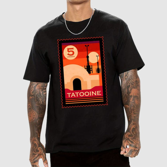 Double Suns Retro Postage Stamp Geek T-Shirt