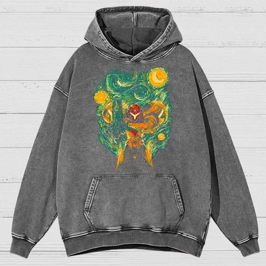Cosmic Hunter Vintage Distressed Hoodie