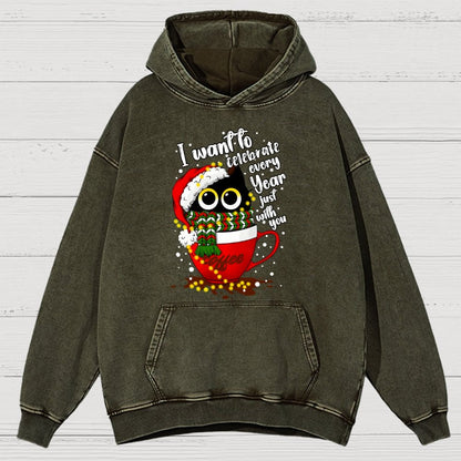 Christmas Cat Vintage Distressed Hoodie