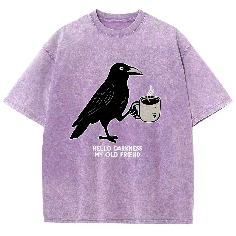 Raven Crow Coffee Vintage Distressed T-shirt