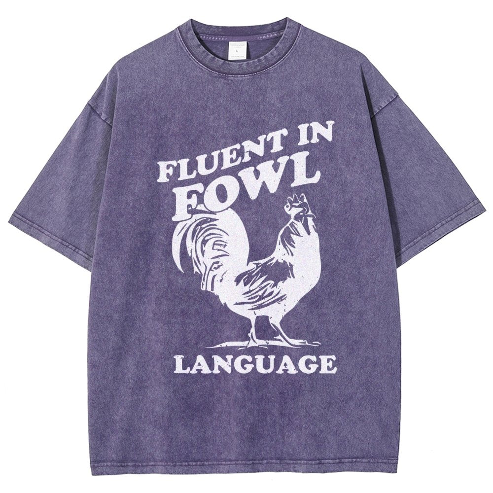 Chicken Turkey Fluent In Fowl Language Vintage Distressed T-shirt