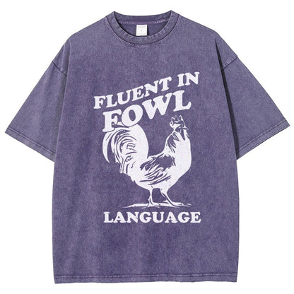 Chicken Turkey Fluent In Fowl Language Vintage Distressed T-shirt