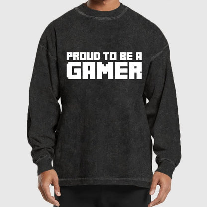 Proud To Be A Gamer 8 Bit Retro Washed Long Sleeve Tee