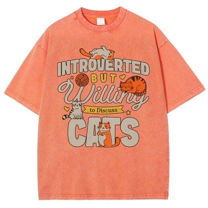 Willing to Discuss Cats Vintage Distressed T-shirt