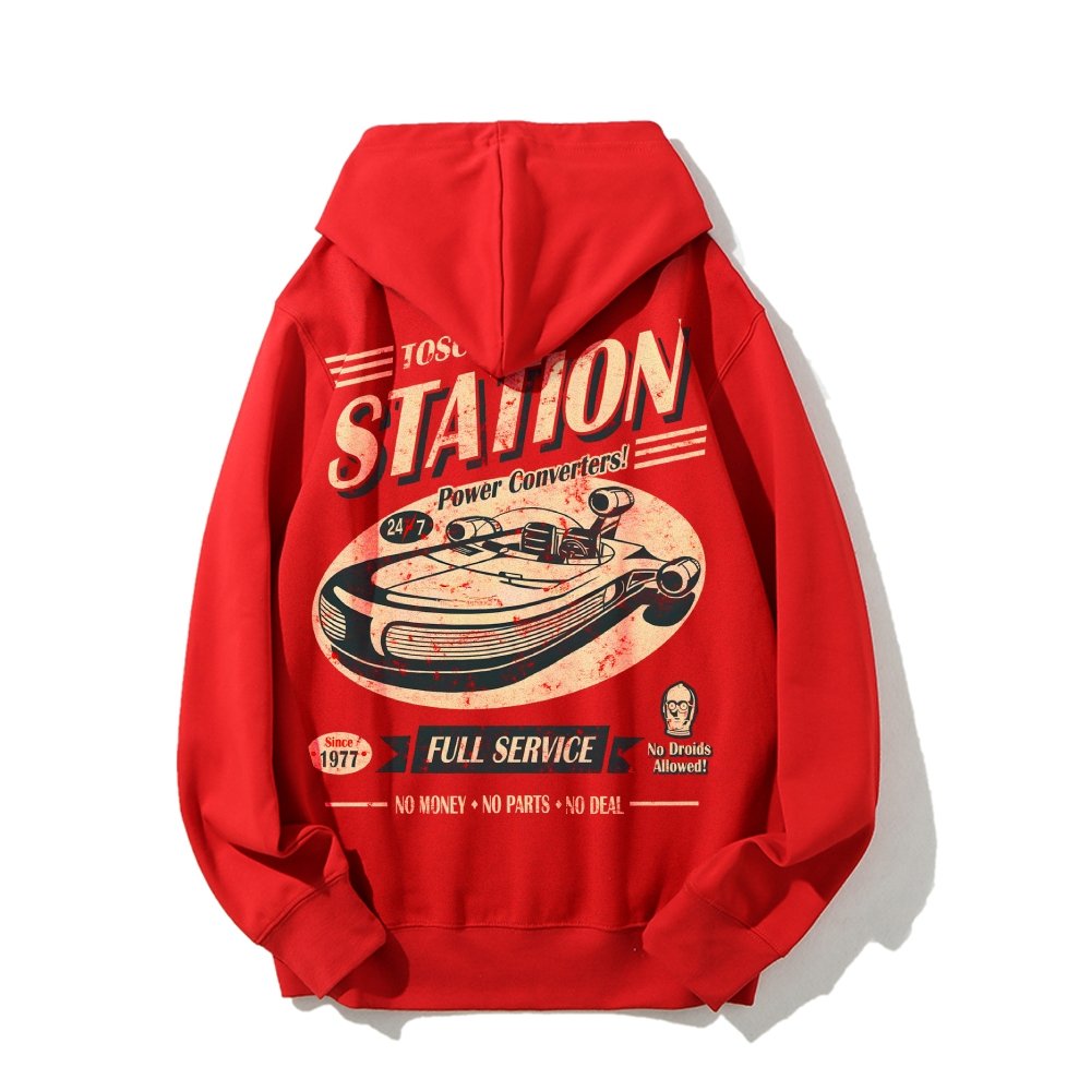 Classic Printed Back Cotton Hoodie with a Fictitious Location Design