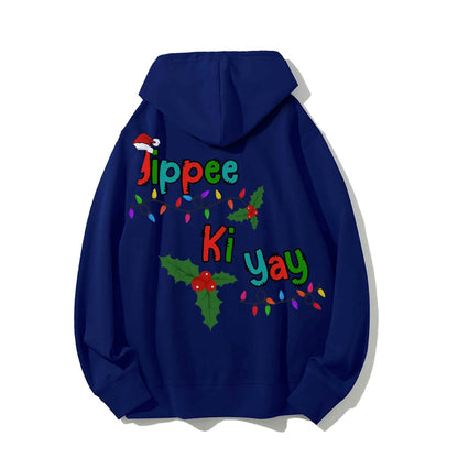 Yippee Ki Yay Christmas Printed Back Cotton Hoodie