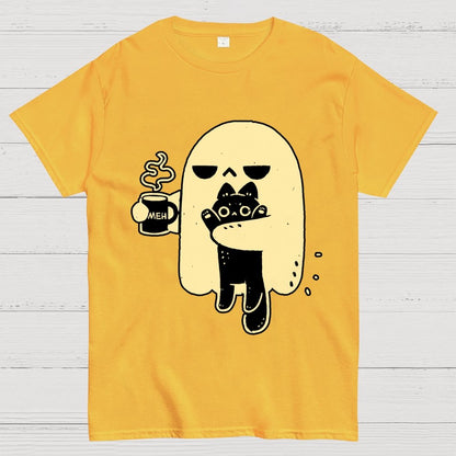 Cute Ghost Holding Cat Geek T-Shirt