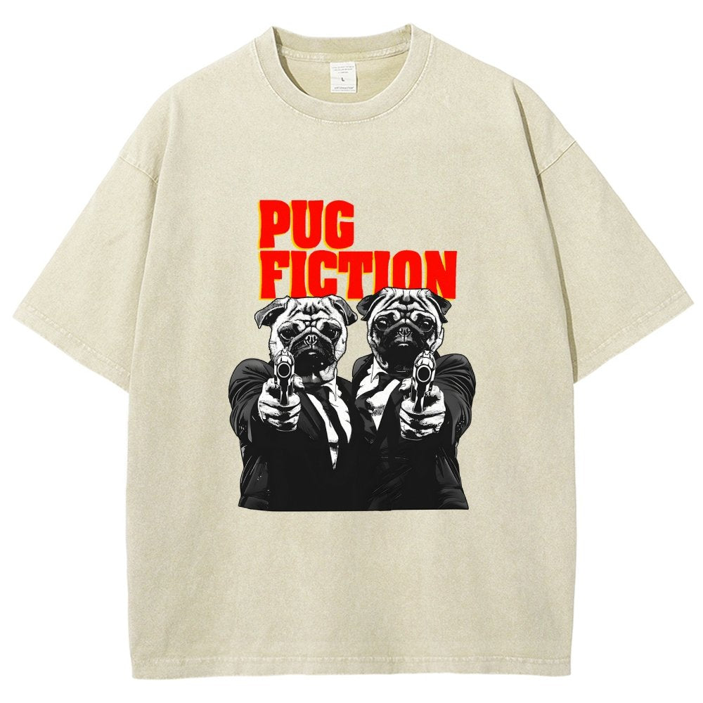 Pug Fiction Vintage Distressed T-shirt