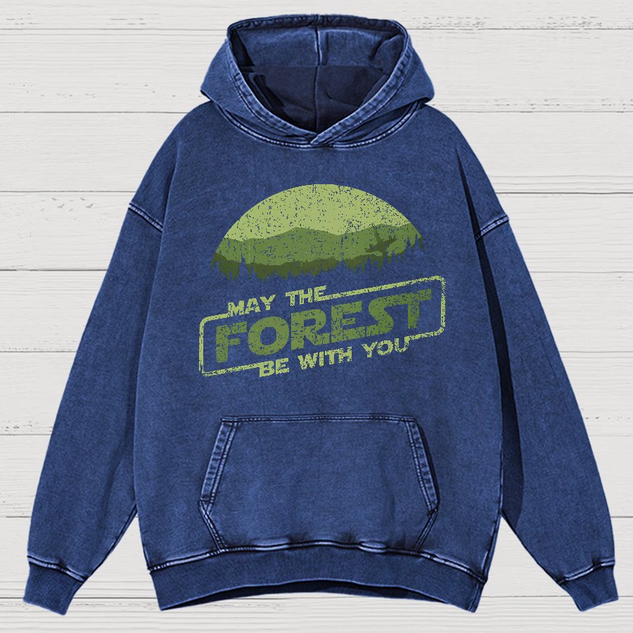 Retro Forest Moon Vintage Distressed Hoodie