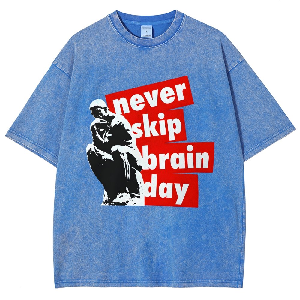 Never Skip Brain Day Vintage Distressed T-shirt
