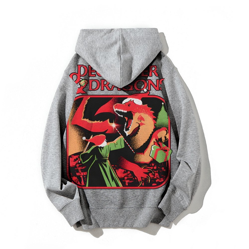 December & Dragons Printed Back Cotton Hoodie