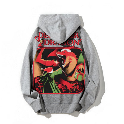 December & Dragons Printed Back Cotton Hoodie