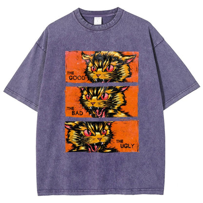 The Good The Bad The Ugly Cat  Vintage Distressed T-shirt