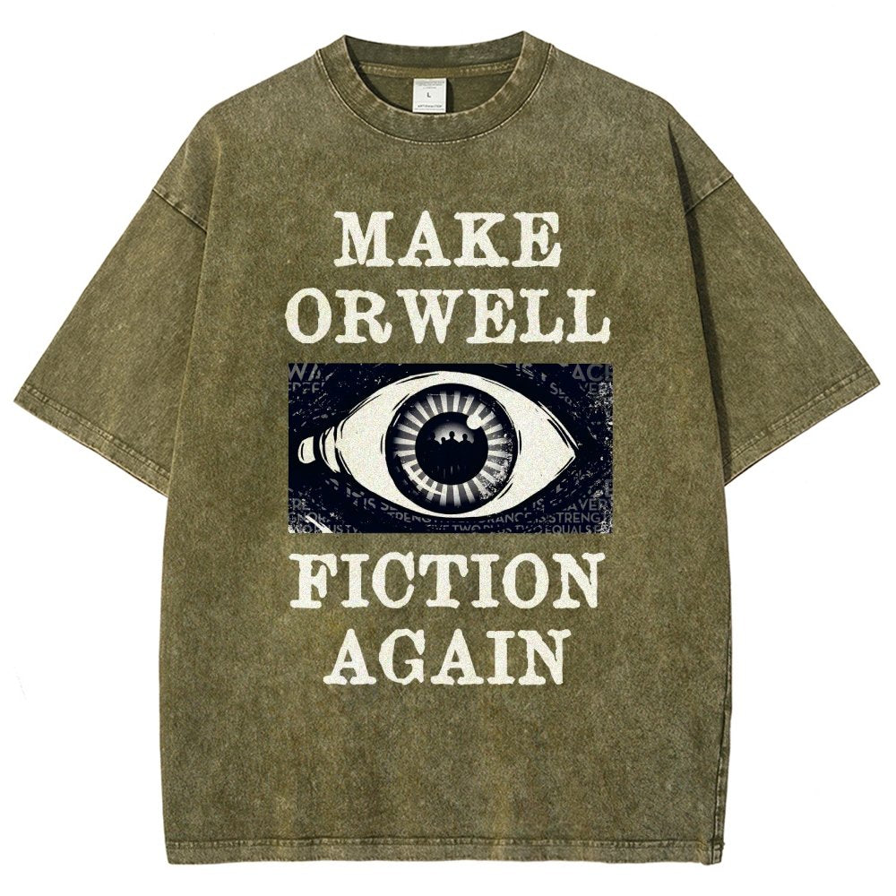 Make Orwell Fiction Again Vintage Distressed T-shirt