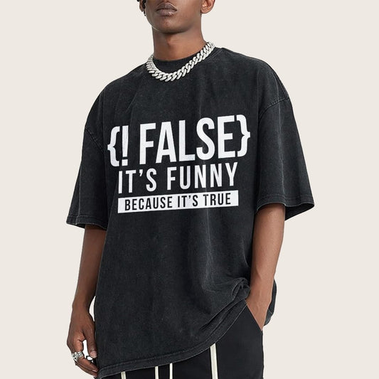 !False Programmer Coding Code Coder Vintage Distressed T-shirt