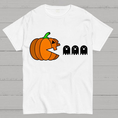 Funny Halloween Pumpkin Eating Ghost Geek T-Shirt