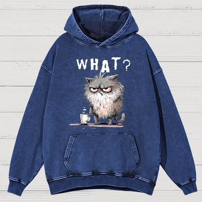 Bad Temper Feline With Coffee Grumpily Catty Funny Vintage Distressed Hoodie