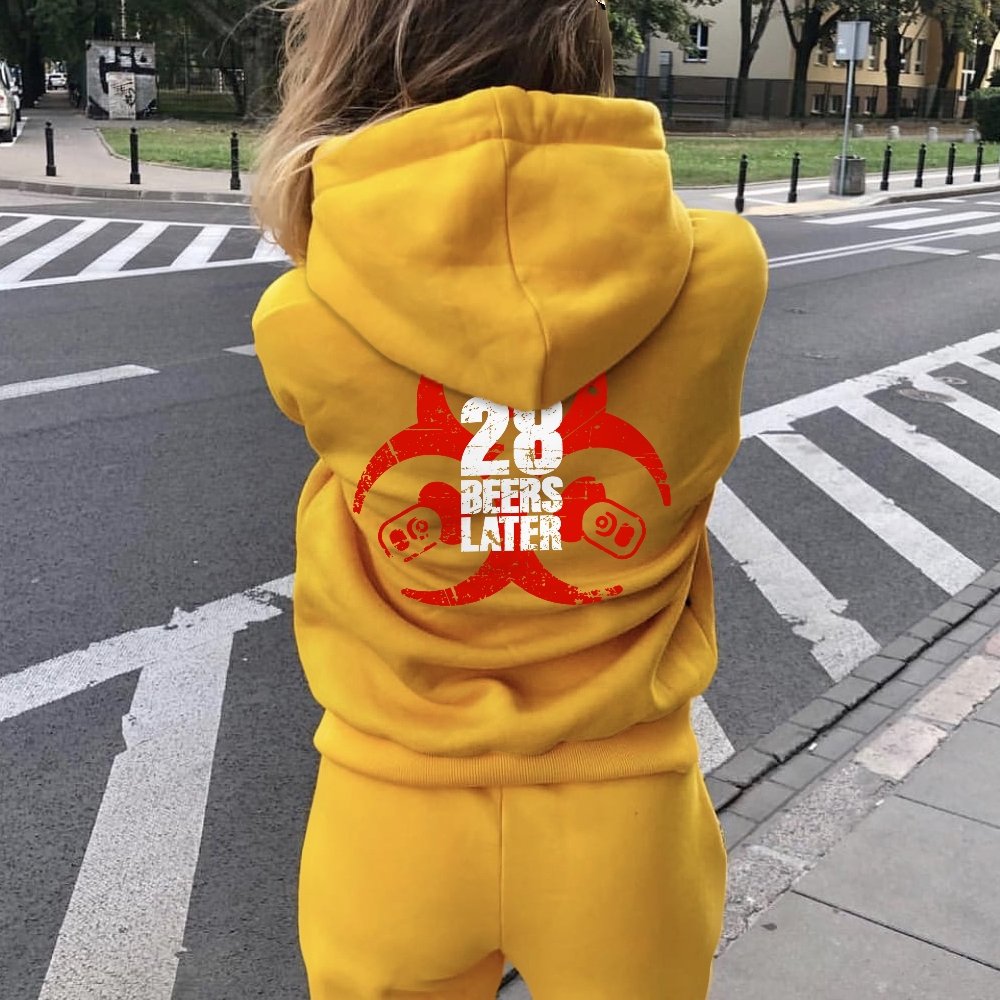 28 beers later Printed Back Unisex Cotton Hoodie