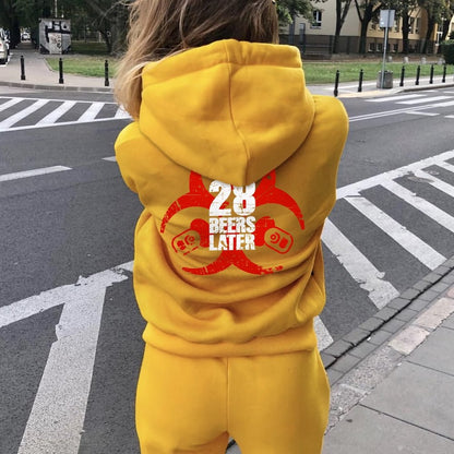 28 beers later Printed Back Unisex Cotton Hoodie