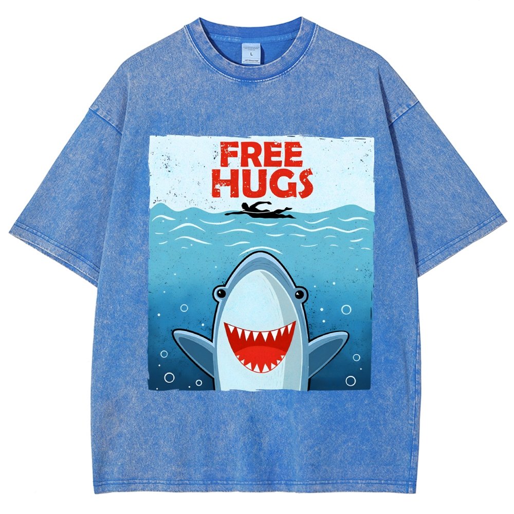 Free Shark Hugs Vintage Distressed T-shirt
